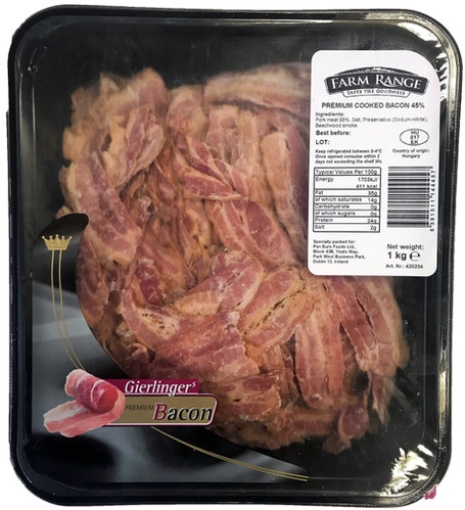 Picture of COOKED STREAKY BACON 1KG x 8