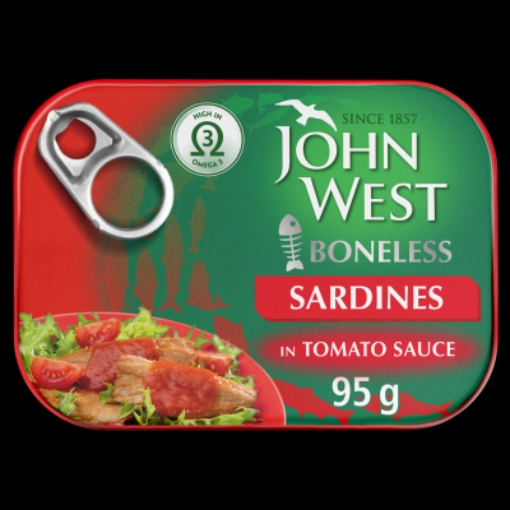 Picture of JOHN WEST BONELESS SARDINES IN TOMATO 95G X 12