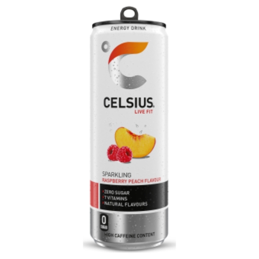 Picture of CELSIUS RASPBERRY PEACH CAN 355ML x 12