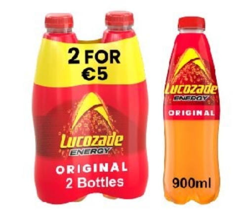 Picture of LUCOZADE ORIGINAL 900ML 2 FOR €5.00 DRS